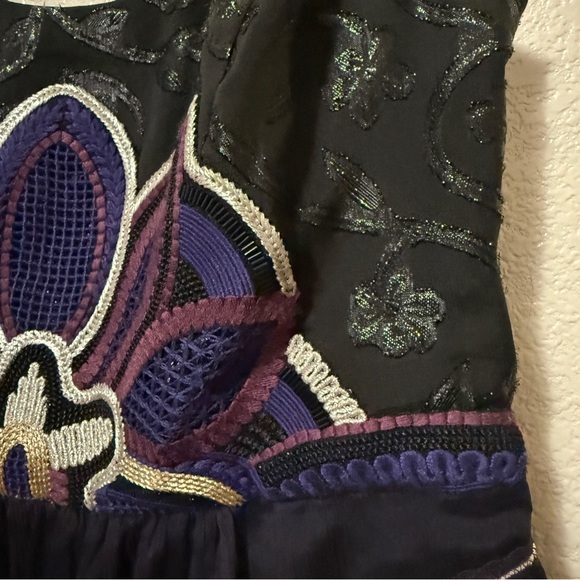 Free People Lotus Pond Purple Black Beaded Dress Sz L - Picture 5 of 12